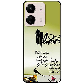 Ốp lưng cho Xiaomi Redmi 9T - Redmi 13 4G - 13C - Redmi Note 13 4G - 13 Pro 4G - 13 Pro 5G - Thư Pháp Nhẫn Nhịn - Hàng Chính Hãng