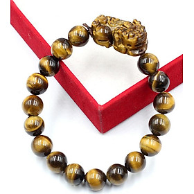 Vòng Tay Phong Thủy Tỳ Hưu Đá Mắt Hổ 10MM