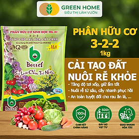 Phân Bón Hữu Cơ Greenhome, Better, Bao 1kg, Sinh Học Giúp Cây Khoẻ, Ổn Định, Sai Hoa, Đậu Trái