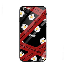 Ốp lưng kính cường lực cho iPhone 6 Plus /6s Plus Nền Hoa Cúc Chéo Peace - Hàng Chính Hãng
