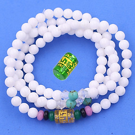 [Mệnh Kim, Thủy] Bộ Vòng Chuỗi, Tràng Hạt 108 Hạt 6 Ly Đá San Hô Trắng Charm Lục Tự Chân Ngôn - Tràng Chuỗi Niệm Phật - An Yên - Thịnh Vượng - May Mắn - Tài Lộc