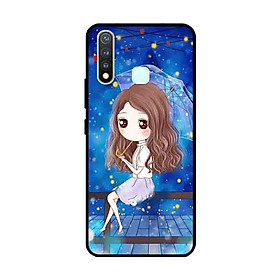 Ốp Lưng in cho Vivo Vivo Y19 /U3 /Y5s /U20 Mẫu Nàng Che Dù nền Xanh - Hàng Chính Hãng