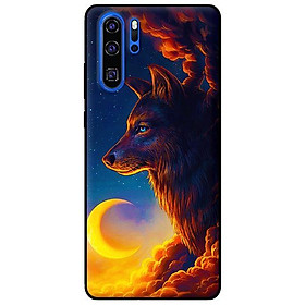 Ốp lưng in cho Huawei P30 Pro Sói Và Mặt Trăng - Hàng chính hãng