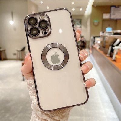 Ốp lưng dành cho iPhone 11 Pro, 11, 11 Pro Max, 12 Pro, 12, 12 Pro Max, 13 Pro, 13 Pro Max, Xs Max, Xs, 14, 14 Plus, 14 Pro , 14 Pro Max viền màu hở logo Táo sang trọng - Hàng chính hãng