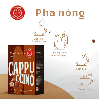 Cà phê hoà tan Rita Võ Cafe Cappuccino hazenut [Hộp 216g x 12 gói]