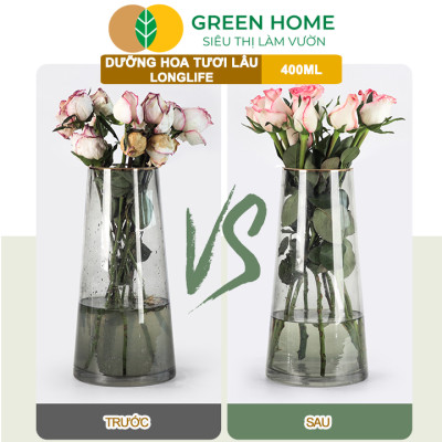 Dưỡng Hoa Lâu Tàn GreenHome, Longlife, Chai 400ml, Nhập Khẩu ISRAEL, Giữ Hoa Lâu Tàn Lên Đến 14 Ngày