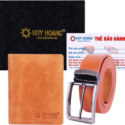 Bộ Ví & Thắt Lưng Nam Da Bò Huy Hoàng HT2107-HT4119 (23 x 11,5 cm) - Da Bò