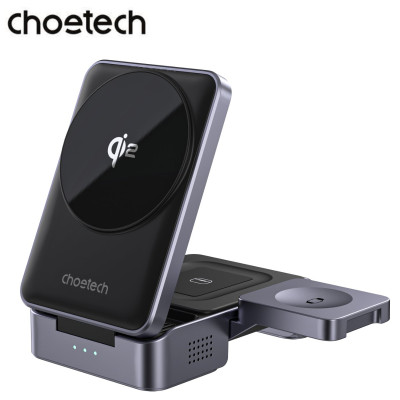 Đế sạc nhanh không dây 3 in 1 gấp gọn 15W Choetech T637 chuẩn Qi2 dùng cho điện thoại, tai nghe và đồng hồ thông minh - Hàng chính hãng)