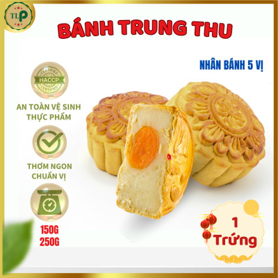 Bánh Trung Thu 1 Trứng Muối Đặc Biệt TLP Loại 150g/ 170g/ 250g | 5 Loại Nhân Truyền Thống (Thập Cẩm, Đậu Xạnh, Khoai Môn, Dừa, Trà Xanh)
