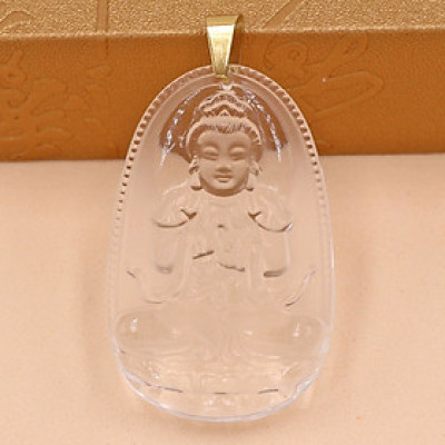 [Tuổi Mùi, Thân] Mặt Dây Chuyền Phật Đại Nhật Như Lai Đá Pha Lê Trắng Size Nhỏ 3.6cm & Size Lớn 5cm - Tặng Kèm Móc Inox - Phong Thủy 868 - May Mắn - Bình An