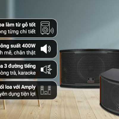 Dàn Karaoke gia đình Loa Zenbos XR-680 400W/Loa Bass 25 cm, 3 đường tiếng và Amply Bluetooth Công Suất Lớn 800W Zenbos LX-6800, 12 Sò Đại (Hàng Chính Hãng)