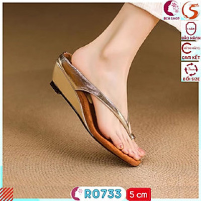 [TRẺ TRUNG + SANG TRỌNG]  Dép Xỏ Ngón Thời Trang Nữ 5p RO733 ROSATA Thiết Kế Đế Xuồng, Quai Cách Điệu Vừa Độc Vừa Đẹp