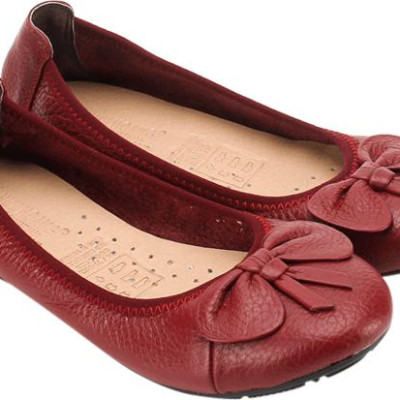 Giày Nữ Búp Bê Da Bò Huy Hoàng HT7909 - Đỏ Đô