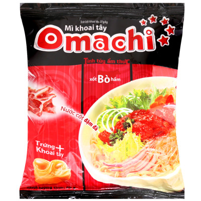 Thùng 30 gói mì khoai tây Omachi xốt bò hầm 80g