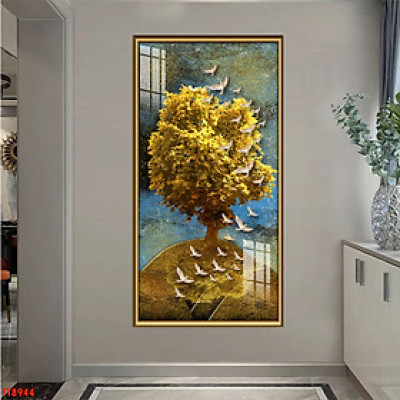 TRANH DÁN TƯỜNG DỌC LỐI VÀO, TRANH PHONG THỦY ĐỨNG,TRANH MICA 3D DÁN TƯỜNG SANG TRỌNG PVP-DC1PIK19