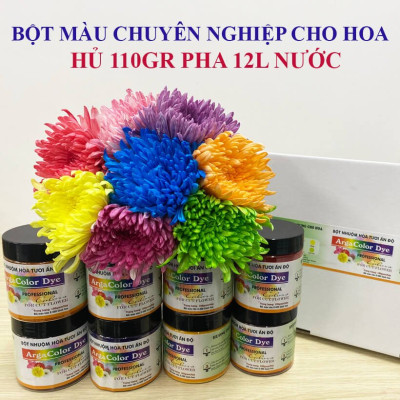 Thuốc Bột Nhuộm Hoa Tươi  màu thực phẩm Ấn Độ (Combo 3 hộp tùy màu) giúp đổi màu hoa cắt cành (1 hủ pha 12L nước màu)