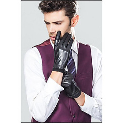 Găng tay nam da thật BHY8719 Bao tay nam da cừu, lót lông. cản gió tốt,  giữ ấm đôi tay