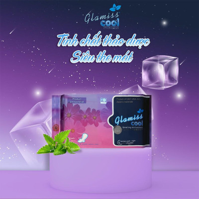 Combo 6 Băng vệ sinh ban đêm Glamiss Cool thảo dược 33.8cm siêu mát siêu khô thoáng