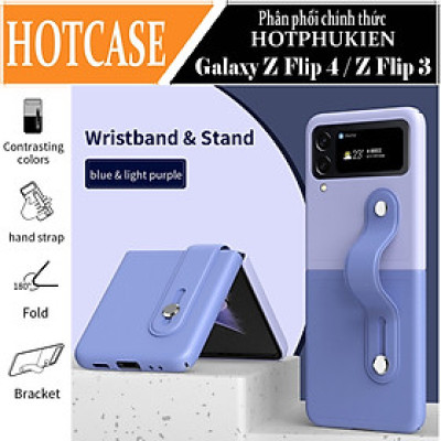 Ốp lưng đai đeo hand trap chống sốc cho Samsung Galaxy Z Flip 3 / Z Flip 4 hiệu HOTCASE Wristband Stand Phone Case - chất liệu cao cấp, thiết kế thời trang sang trọng có đai đeo tay an toàn - Hàng nhập khẩu