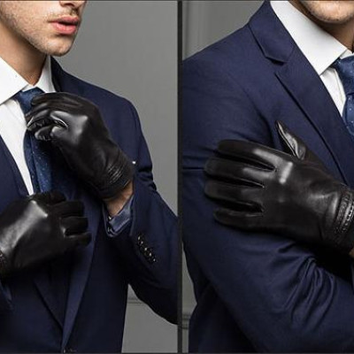 Găng tay nam da thật BHY8719 Bao tay nam da cừu, lót lông. cản gió tốt,  giữ ấm đôi tay