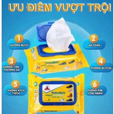 Khăn Giấy Ướt Lau Giày Sneaker Wipes Clean Thần Thánh (Gói 30 Miếng) Lau Giầy Siêu Sạch, Siêu Nhanh