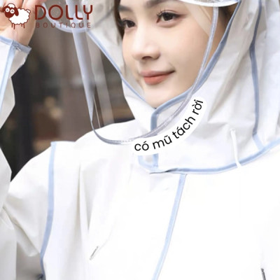 Áo Mưa Thời Trang Có Khoá Kéo Tiện Lợi Hình Gấu Nice Màu Trắng - Áo Mưa 1 Người Cao Cấp