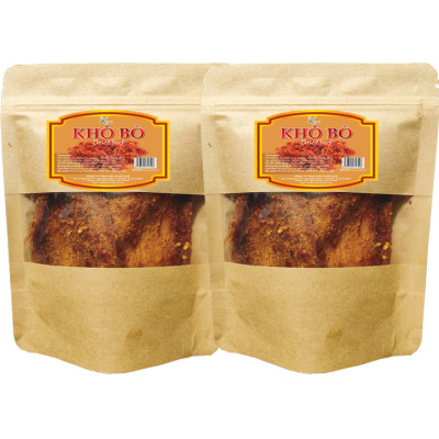 LOẠI ÍT CAY THỊT BÒ KHÔ DẠNG MIẾNG MỀM THƯƠNG HIỆU SK FOOD - TỔNG 2 BỊCH 1 KG