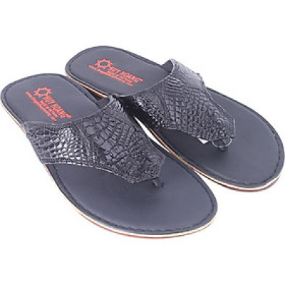 Dép Nam Da Cá Sấu Huy Hoàng HT7219 - Đen