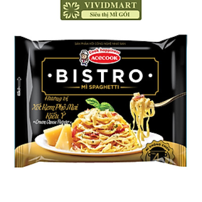 ACECOOK - Mì spaghetti Bistro Xốt kem phô mai kiểu Ý, mì ý spagetti xốt kem phô mai Bistro Acecook (100g/gói)