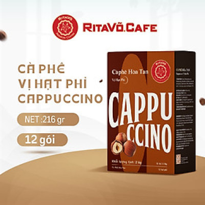 Cà phê hoà tan Rita Võ Cafe Cappuccino hazenut [Hộp 216g x 12 gói]