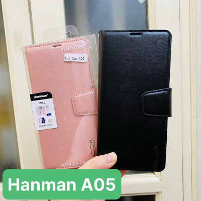 Bao Da Dạng Ví Cho Samsung Galaxy A05s, A05 Chính Hãng Hanman, Có ngăn cài thẻ, ví tiền, và quai gài chắc chắn - hàng chính hãng