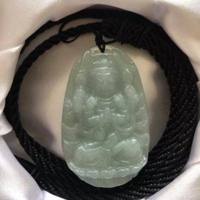 MẶT THIÊN THỦ ĐÁ CÂM THẠCH TỰ NHIÊN MÀU TRẮNG XANH NHẸ ĐỘ MỆNH NAM TUỔI TÝ MỆNH KIM THỦY MỘC SIZE CAO 49MM NGANG 31MM DẦY 6MM8 ĐEM MAY MẮN SỨC KHỎE CÔNG DANH TÀI LỘC