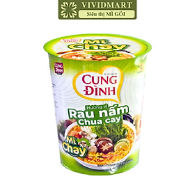 AFOTECH - Mì ly chay Cung Đình Rau nấm chua cay, Mì ly Rau nấm chua cay Cung Đình, Mì chay Cung Đình (69g/ly)