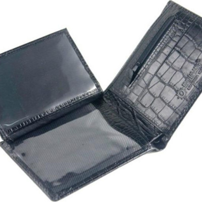 Bộ Ví & Thắt lưng nam Huy Hoàng da bò vân cá sấu màu đen HT2111-HT4114