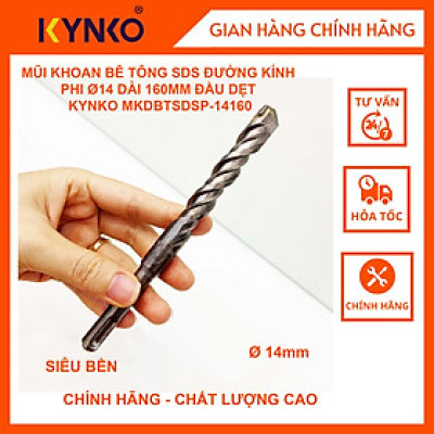 MŨI KHOAN BÊ TÔNG SDS - ĐẦU DẸT KYNKO MKDBTSDSP- 14160 CHÍNH HÃNG GIÁ TỐT đường kính phi 14mm dài 160mm