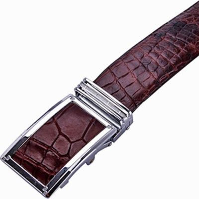 Thắt Lưng Nam Da Cá Sấu Nguyên Con Bụng Huy Hoàng HT4275 (120 x 3.5 cm) - Nâu Đất