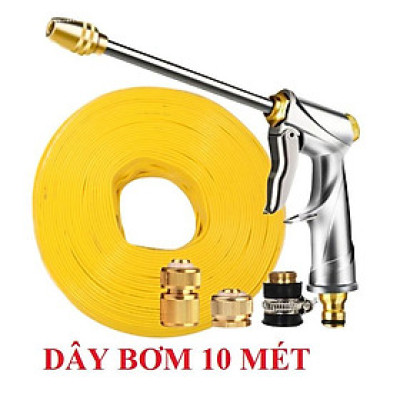 Bộ dây vòi xịt nước rửa xe, tưới cây . tăng áp 3 lần, loại 7m, 10m 206701-2 đầu đồng,cút đồng+ tặng khăn phượt
