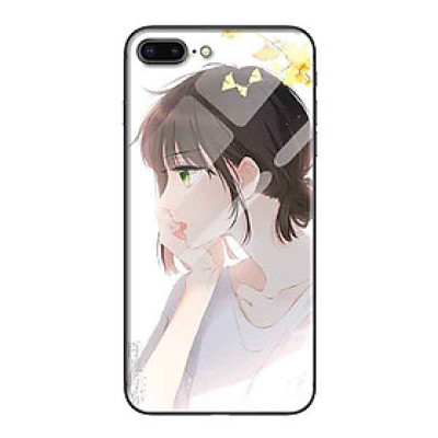 Ốp lưng kính cường lực cho iPhone 7 Plus /8 Plus Nền Cô Gái Mắt Xanh - Hàng Chính Hãng