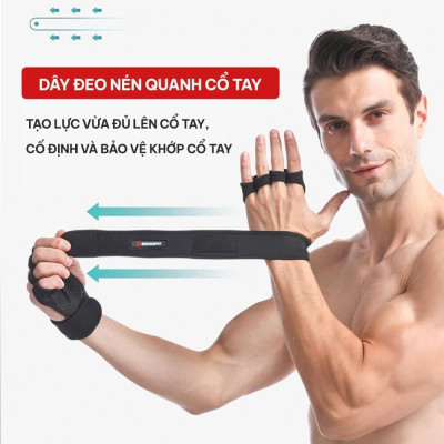 Găng tay tập Gym kết hợp quấn cổ tay chống chai tay GoodFit GF207G