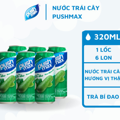 Lốc 6 Lon Nước Trái Cây Trà Bí Đao Pushmax (320ml x 6 Lon)