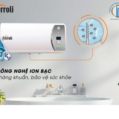 Máy nước nóng gián tiếp Ferroli VERDI AG+15 lít tích hợp ion bạc- màn hình led hiển thị nhiệt độ (2500W)-hàng chính hãng
