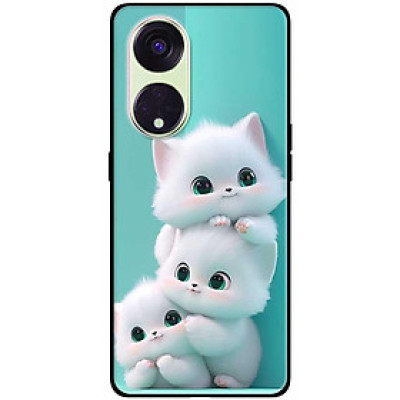 Ốp lưng cho Oppo Reno 2Z - 2F - Reno 6Z - Reno 7Z 5G - 8Z 5G - Reno 8T 4G - Reno 8T 5G - Ba Chú Mèo Trắng - Hàng Chính Hãng