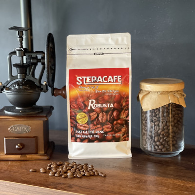 STEPPACAFE-Cà Phê Hạt Rang 100% ROBUSTA (Túi 500g)