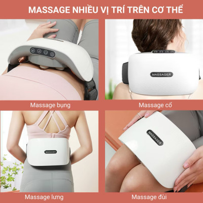 Đai massage, máy massage tan mỡ bụng bi xoay kết hợp chườm nóng thảo dược  cao cấp
