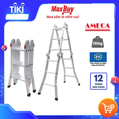 Thang nhôm gấp đa năng 4 khúc Ameca chân choãi - 1m8 - 2m3 - 2m9