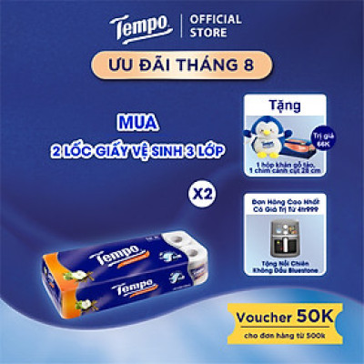 [MUA 2 LỐC TẶNG 1 HỘP GIẤY + 1 CHIM CÁNH CỤT ] Giấy vệ sinh cao cấp Tempo Toipa - 3 lớp bền dai, an toàn cho da - Thương hiệu Đức (Lốc 10 Cuộn)