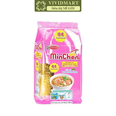 ACECOOK - Mì Minchen hương vị Tôm chua cay, Mì Tôm chua cay Minchen Acecook mì Minchen ăn liền (130g/lốc)