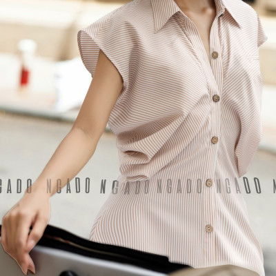 Đầm sơ mi sọc cam NGADO, Đầm suông, Đầm vintage, Đầm dạo phố thiết kế