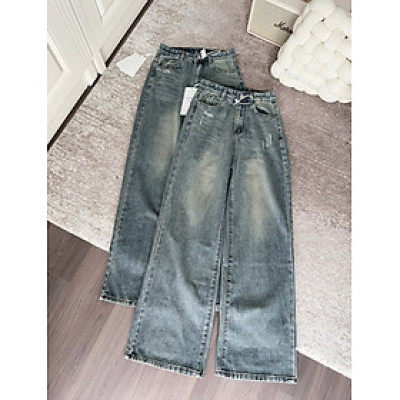 Quần jean ( quần bò) dài ống suông rách nhẹ chuẩn form