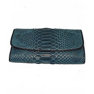 Ví nữ da trăn Huy Hoàng 3 gấp màu xanh đậm HT3334